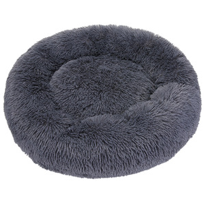 Round Plush Pet Bed <b>Light</b> Gray Coffee Black Leather Powder Washable Polyester Fiber <b>Dog</b> Bed Four Seasons Use - Product Image 4