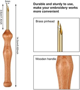 4 pièces ensembles stylos à broder couture manche en <span class=keywords><strong>bois</strong></span> bricolage artisanat poinçon aiguille <span class=keywords><strong>bois</strong></span> tissage outils couture Applique embellissement - Product Image 2