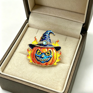 Broche de diamantes de imitación de <span class=keywords><strong>calabaza</strong></span> de bruja de Halloween, pin de solapa de <span class=keywords><strong>calabaza</strong></span> espeluznante - Product Image 3