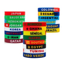 Bracelet en silicone imperméable avec drapeaux du monde, imprimé par transfert thermique, pour les fans de football américain 2026