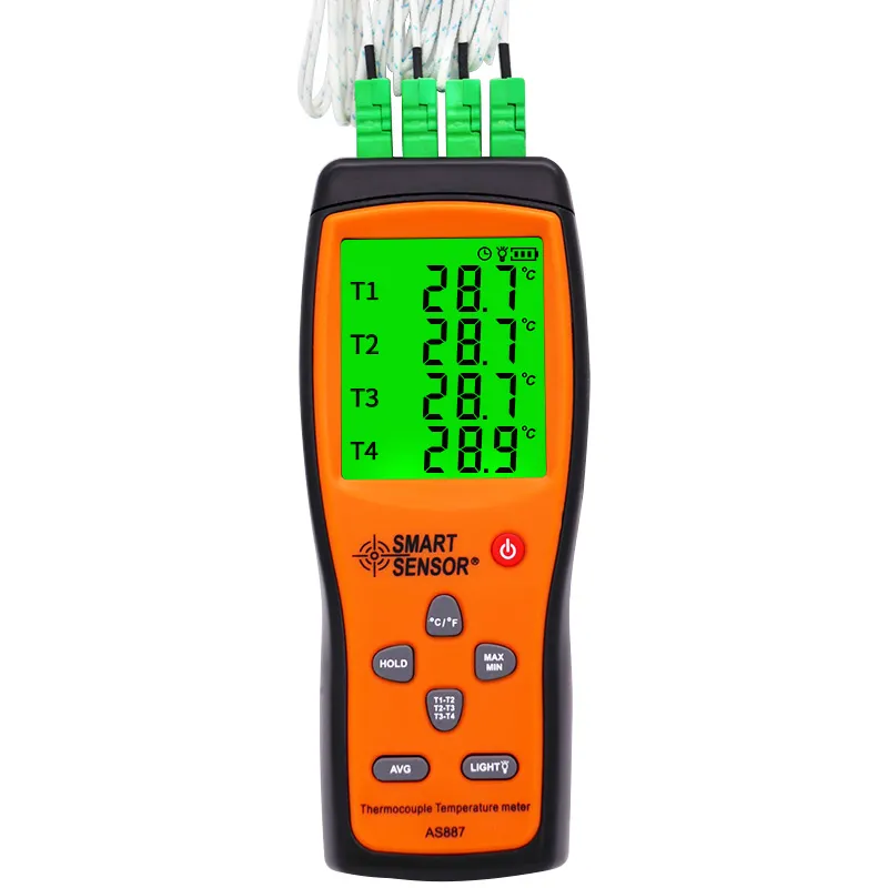 Sonde numérique de température pour couple, thermomètre numérique à 4 canaux de Type AS887 K, mm