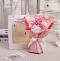 Nieuwe aanwinst Valentijnsdag Moederdag Kerstcadeau Handgemaakte Ge conserveerde Bloem Eeuwige Roos Bouquet Vierkante Doos Fabrieksprijs