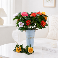 Bouquet de fleurs artificielles Hibiscus Rose style français pour meuble TV, vitrine, décoration intérieure, cadeau festif