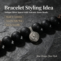 Perle tibétaine Mala à clipser, grande perle d'espacement à trou avec anse, mantra à six syllabes pour bracelet, collier, Mala et perles de prière DIY