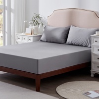 Parure de draps et taies d'oreiller 100 % bambou, taille Queen, rafraîchissante, 4 pièces, gris