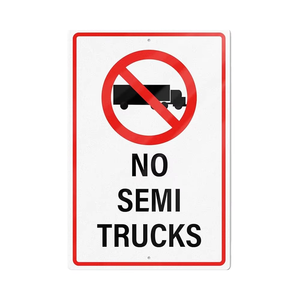 No Semi Trucks Sign Panneau étanche en aluminium Panneau d'avertissement d'arrêt en métal <span class=keywords><strong>Avis</strong></span> de route protégé contre les UV pour l'extérieur - Product Image 1