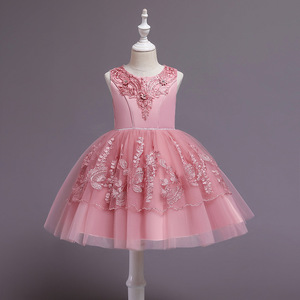 Robe de princesse pour enfants, coupe trapèze, en Tulle, sans manches, jaune, à fleurs, pour fête d'anniversaire - Product Image 3