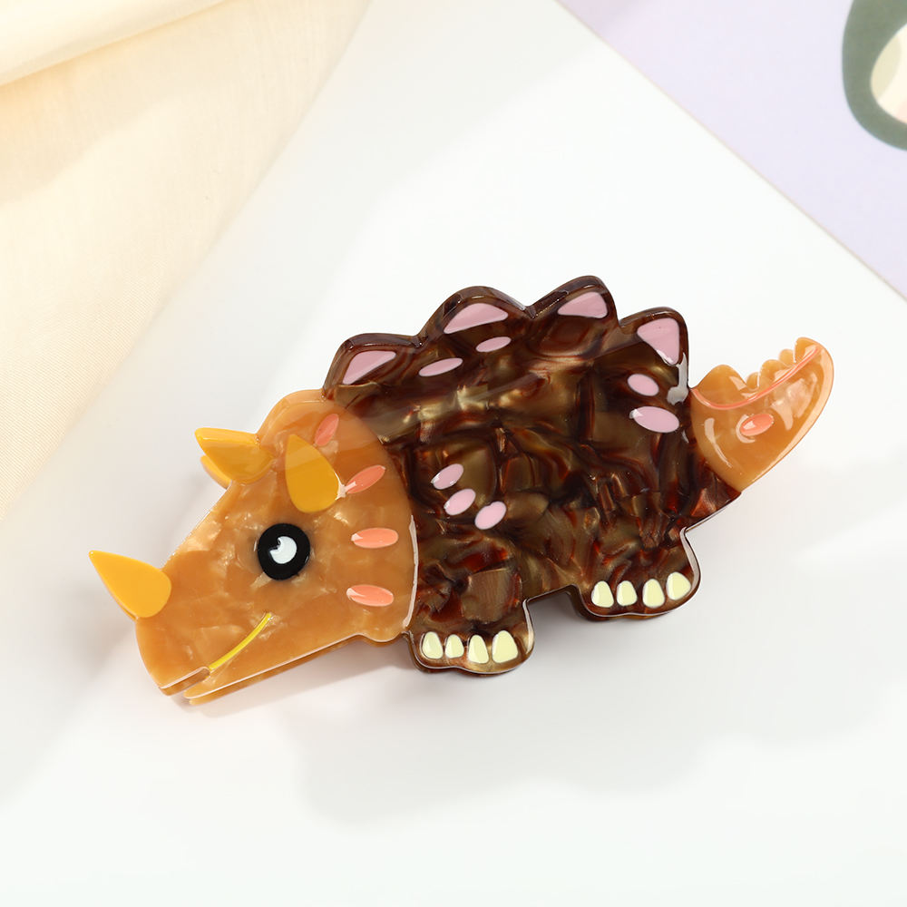 Factory Customizes Acrylic Dinosaur Hairpin with Shark-Shaped Claws Cute Cartoon Design Fashionable for Kids Carton Packaging