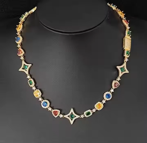 สร้อยคอแฟชั่นฮิปฮอปแบบ Cuban Link สีเงินประดับเพชรเต็มเส้น สไตล์ไมอามี สำหรับผู้ชาย งานหรูหรา ผลิตในอินเดีย - Product Image 3