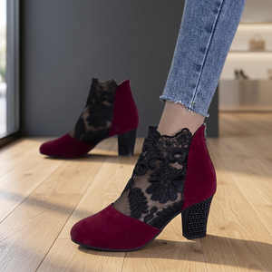 Fashion Autumn Slip-On Platform Women's Sandals with 8cm <b>Heel</b> Embroidered PU Upper Rubber Outsole Rhinestones Stones Decoration - Product Image 3