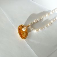 Collier tendance pour femme en perles de coquillage avec perles en laiton plaqué or, perle naturelle, cadeau de mariage et d'anniversaire