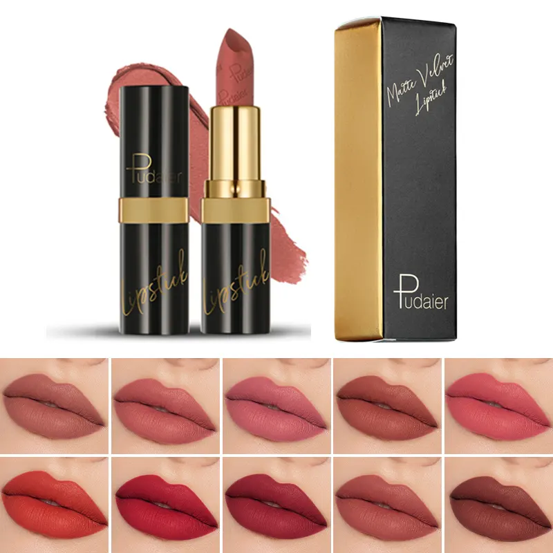 Wholesale Private Label 10 Colors Velvet Lipstick Matte lipstick Makeup Waterproof long-lasting Vegan Lip stick makeup