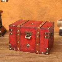 Coffre au trésor en bois durable avec serrure pour la décoration intérieure Boîte de rangement de bureau Le meilleur cadeau Boîte en bois rétro