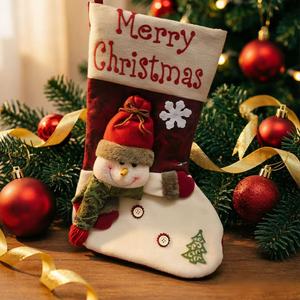Chaussette de Noël, Grand sac cadeau de Noël, Décoration de Noël à suspendre, Sac à bonbons pour enfants - Product Image 1