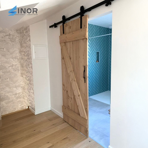 Space Saving Design Perfect for Limited Space Improves Room Utilization Practical Solid Wood <b>Barn</b> <b>Door</b> for Home - Product Image 5