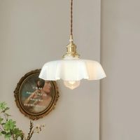 Lampes suspendues en forme de fleur en verre blanc laiteux et en laiton SIMIG pour îlot de cuisine, restaurant, salle à manger, lustre