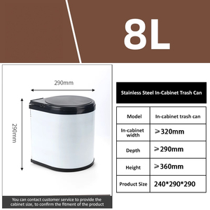 8L/14L Under Sink Trash Can with Cover and <strong>Wheelie</strong> <strong>Bin</strong> Pressing Type Style Garbage/home Kitchen Trash Can - Product Image 4