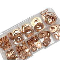 Assortiment de 200 rondelles d'étanchéité en cuivre de 9 tailles (M5, M6, M8, M10, M12, M14, 1mm, 1.5mm) pour bouchon de carter d'huile, avec boîte de rangement en plastique