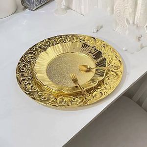 Assiette Principale en Plastique Premium 2022 pour Banquet de Mariage, Motif Européen Nouveau, 13 Pouces, Super Brillante, Commande Minimale 100 Pièces - Product Image 4