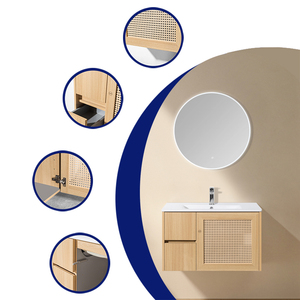 Gabinete de Baño Pequeño de Pared de Alta Calidad Personalizado para Hotel con Espejo y Almacenamiento con Lavabo - Product Image 1