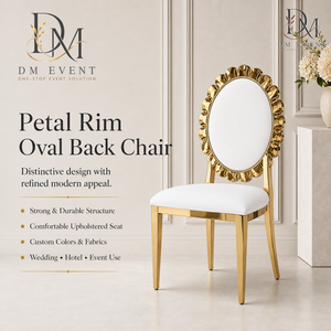 Beaded Oval Ring Back Gold Stainless Steel Wedding <b>Chair</b> with White Cushion for Banquet and Hotel Events Wholesale Seating - Product Image 1
