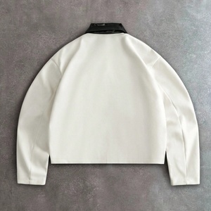<span class=keywords><strong>Giacca</strong></span> Bomber in Lana Personalizzata, <span class=keywords><strong>Giacca</strong></span> Corta con Zip in Cotone, <span class=keywords><strong>Giacca</strong></span> Bomber Vintage Streetwear con Colletto in Pelle Colorblock per Uomo - Product Image 4