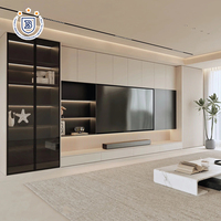 Meuble TV mural moderne minimaliste sur mesure |   Meuble TV moderne avec rangement intégré pour salon, directement de l'usine