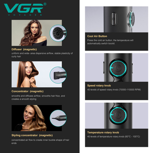 VGR Professional High-Speed BLDC <strong>Hair</strong> <strong>Dryer</strong> PRM11000+ V-401 Ionic for Salon &amp; Household Use Electric Motor for <strong>Travel</strong> - Product Image 5