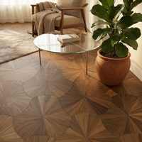 Parquet multicouche en bois d'ingénierie style traditionnel Noyer noir motif feuille de lotus 600*600mm pour salon intérieur