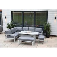 Canapé d'extérieur moderne au gaz propane en aluminium en forme de L pour jardin, cour, hôtels et fermes