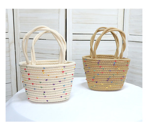 New Cotton Rope <b>Storage</b> <b>Basket</b> Wholesale Decorative Handheld Gift Small Flower Tote Bag Fashionable - Product Image 3