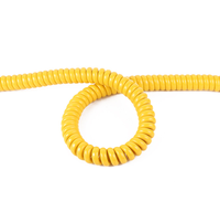 Cable en espiral aislado de PVC PU amarillo resorte de núcleo de cobre brillante de tamaño personalizado cables fiables