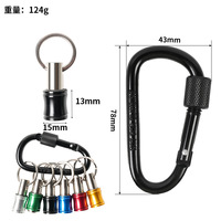 Set Kunci Penghubung 6 Buah Berlapis Paduan Warna Polos dengan Batang Penghubung dan Carabiner, Ukuran 1/4 Hex Shank untuk Penyimpanan Mata Bor