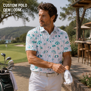 Polo de Golf Personalizado Premium para Hombre con Estampado Playero, Ropa de Resort de Marca Privada con Tecnología de Absorción de Humedad, OEM - Product Image 1