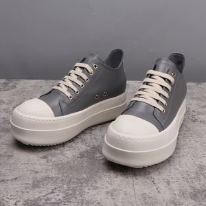 Zapatos de Plataforma de Diseñador para Hombre, Zapatillas Bajas de Cuero Gris con Suela Gruesa, Zapatos de Moda para Mujer que Aumentan la Altura en 6 cm - Product Image 4
