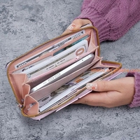 Dompet Panjang Motif Kulit Sapi Harga Pabrik, Multifungsi dengan Ritsleting, Tas Ponsel Modis, Dompet Koin dengan Tali Pergelangan Tangan