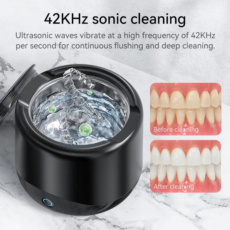 Sunuo UC0845KHzポータブルプロフェッショナルデジタルタイマー超音波義歯洗浄機リングコイン用ジュエリークリーナー