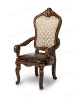 Ensemble de salle à manger classique en bois massif brun foncé, 4 chaises rembourrées à dossier à motifs