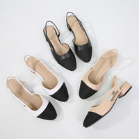 Sandales plates à bout carré pour femme, grande taille, style européen-américain, color block, respirantes, légères et durables, pour le printemps