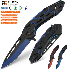 Couteau de poche pliable tactique de survie EDC en acier inoxydable OEM avec manche en aluminium - Product Image 1