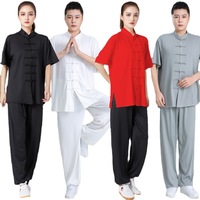 Vêtements de pratique du Taiji, style chinois, vêtements de Kung Fu pour personnes d'âge moyen et âgées, manches courtes, légers, respirants et à séchage rapide