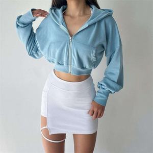 Sudadera con Cremallera Completa para Mujer, Sudadera Corta con Capucha, Sudadera con Cremallera para Mujer, 100% Algodón, Sudadera Corta con Capucha para Mujer - Product Image 2