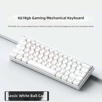Keyboard Mekanik Esports 61-tombol, Tombol PBT dengan Cetakan Samping, Dapat Ditukar Saat Panas, Pencahayaan RGB, Berkabel, Tea Switch, Portabel, Untuk Gaming