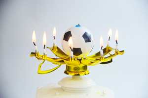 Cantar canción de feliz <span class=keywords><strong>cumpleaños</strong></span> Spin Bloom Creative Gold trofeo pastel decoración música vela decoración - Product Image 2