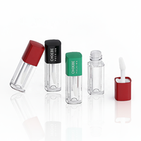Flacon de gloss à lèvres noir et rouge Choebe, petit format, avec pinceau, 1,2 ml, tube à lèvres transparent pour usage cosmétique