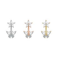 Anneau de ventre Transparent Zircon fleur papillon nombril clou vente chaude en acier inoxydable Piercing fabricant de bijoux en gros