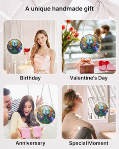 Atrapasueños de Acrílico con Diseño de Pluma de Pavo Real, Estilo Vitral, Refractor de Arcoíris, Adorno para Ventana, Decoración para Jardín y Patio - Product Image 6