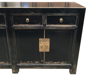 Muebles Rústicos Chinos, Muebles de Madera Reciclada con Acabado Brillante, Muebles Pintados a Mano, Aparador Lacado en Negro para Sala de Estar - Product Image 6