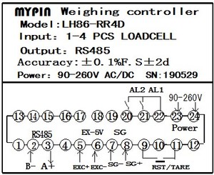 Mypin (LH86-RR4D) 6-cijferig digitaal LED display RS485 weegcontroller, LED display controller, weegschaal voor bagage - Product Image 3