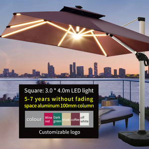 Paraguas Cantalever de lujo con luz para <span class=keywords><strong>patio</strong></span> exterior, paraguas impermeable para restaurante - Product Image 3